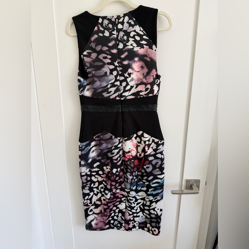 bebe Black and Multicolor Midi Dress